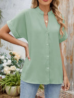Notched Short Sleeve Blouse (30)