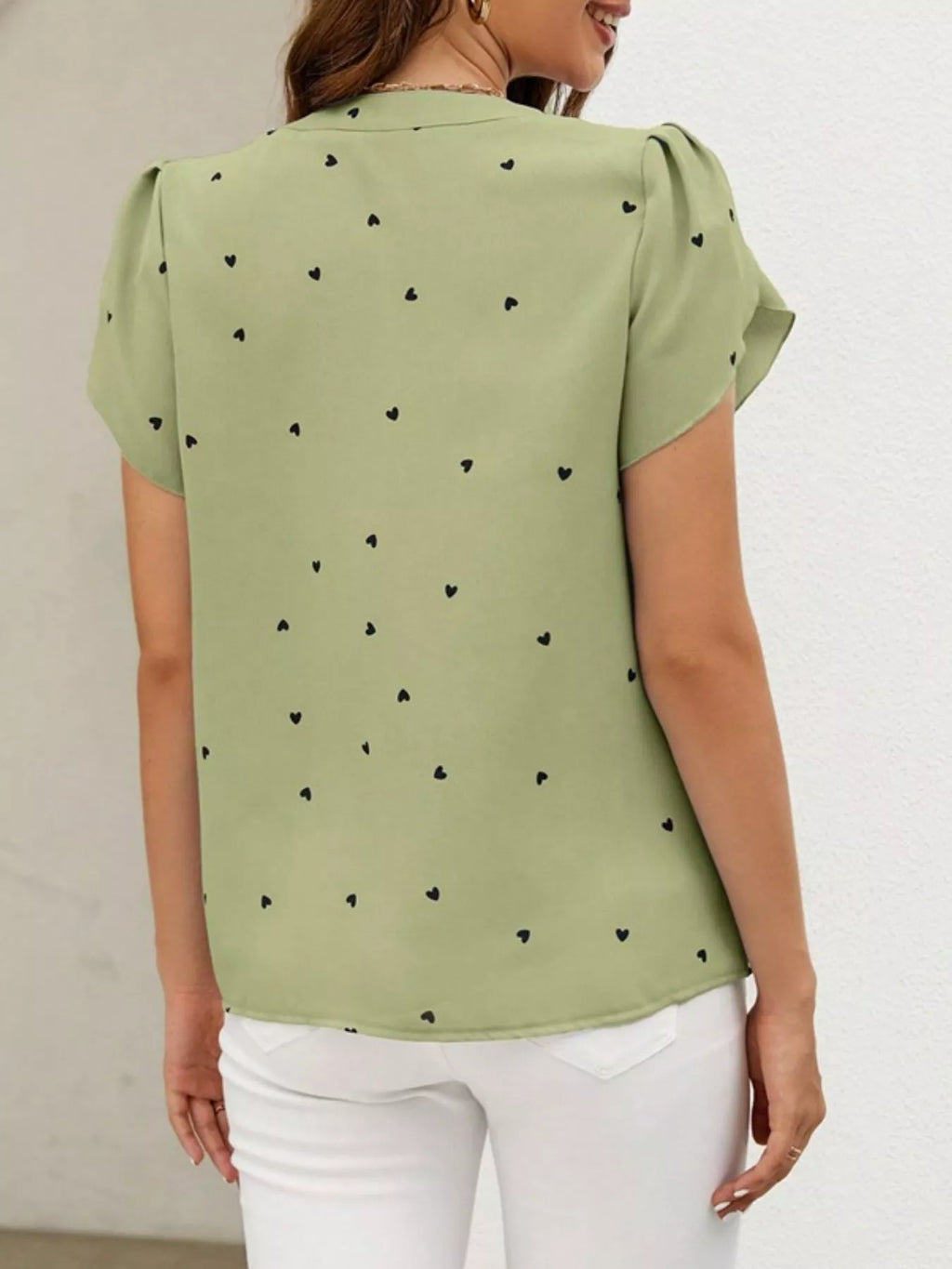Heart Print Petal Sleeve Blouse (26)