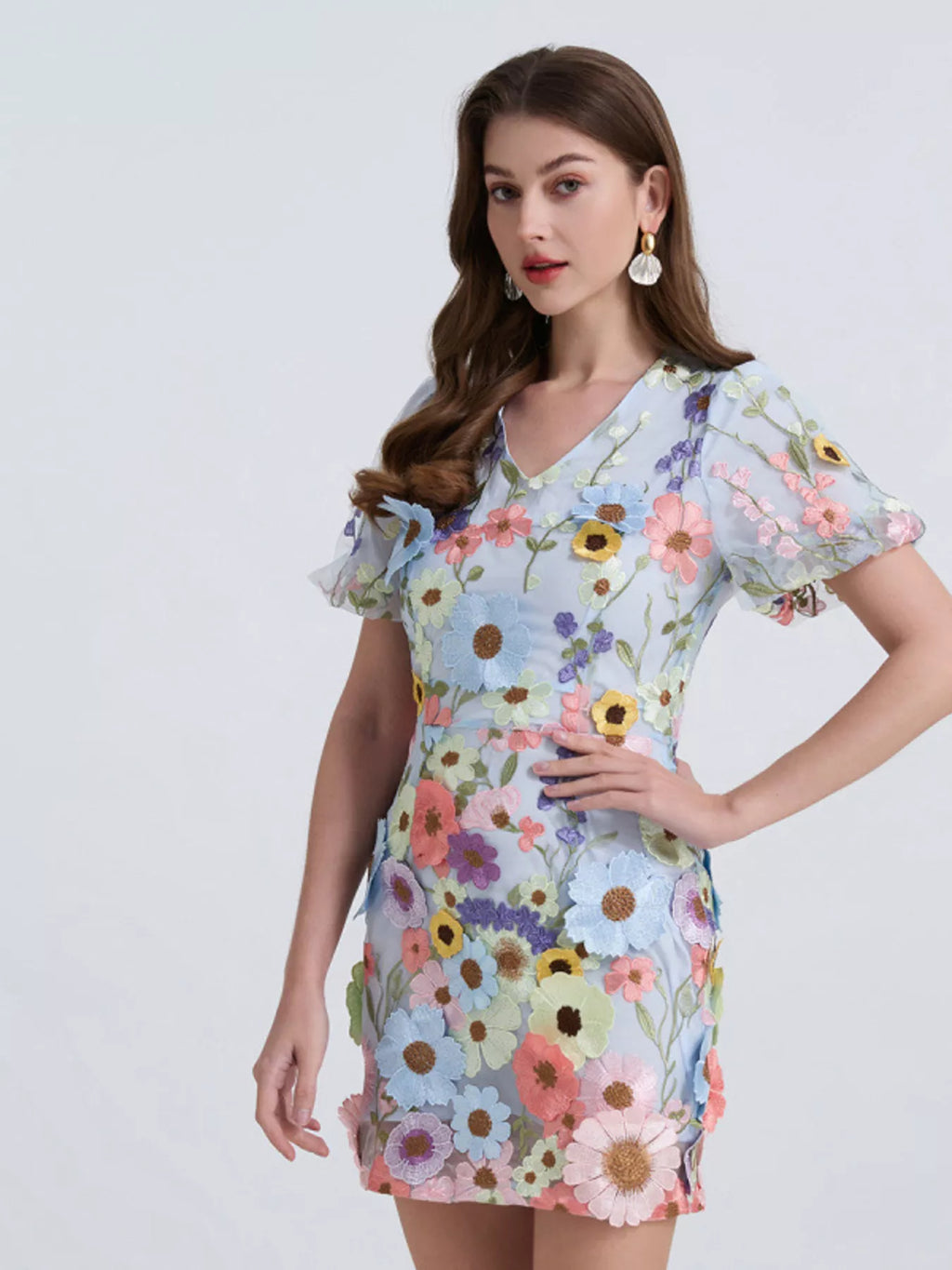 Floral Puff Sleeve Mini Dress (10)