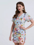 Floral Puff Sleeve Mini Dress (10)