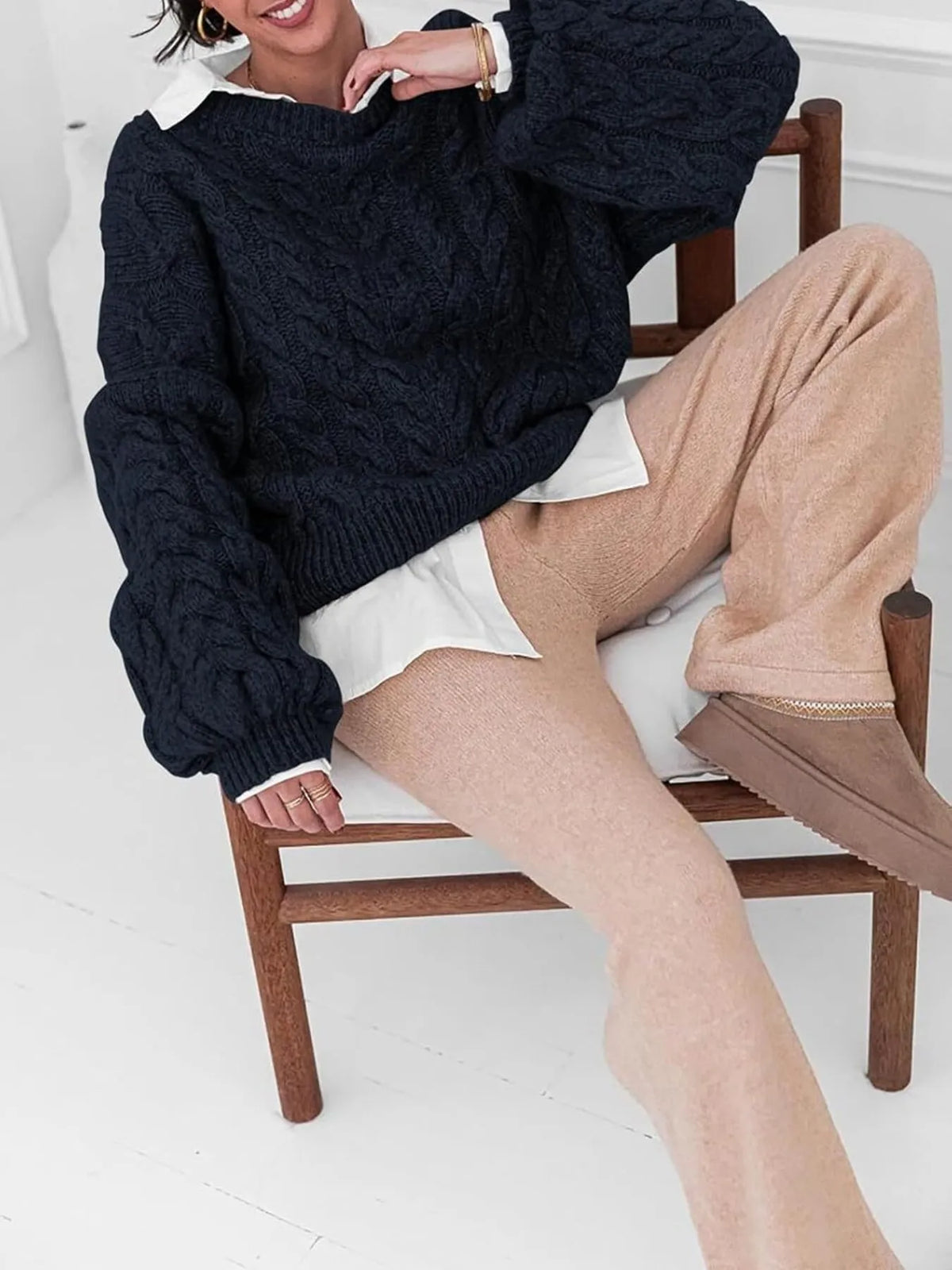 Cable Knit Long Sleeve Sweater (12)