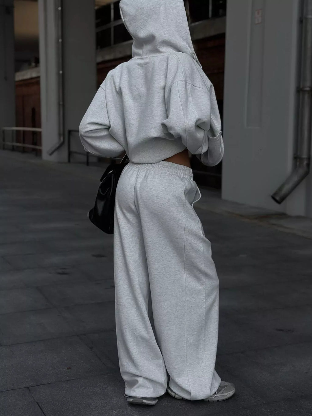 Oversized Zip-up Hoodie Wide-leg Pants Set (11)