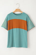 Striped Round Neck Short Sleeve T-shirt (5)