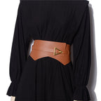 Faux Leather Pu Waist Belt Triangle Buckle Wide Girdle photo 1