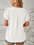 Swiss Dot Notched Petal Sleeve T-shirt (16)
