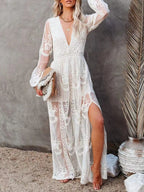Floral Lace Slit Maxi Dress (2)