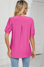 Eyelet Notched Short Sleeve T-shirt (24)