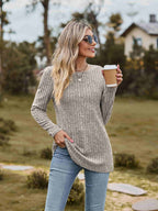 Ribbed Round Neck Long Sleeve Tee (10)