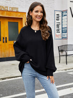 Round Neck Ribbed Trim Sweater (5)