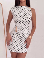 Ruched Asymmetrical Sleeveless Mini Dress (9)