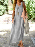 Full Size V-neck Sleeveless Linen Maxi Dress Plus