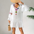 Hand-knitted V-neck Dress Random Mixed Colors photo 3