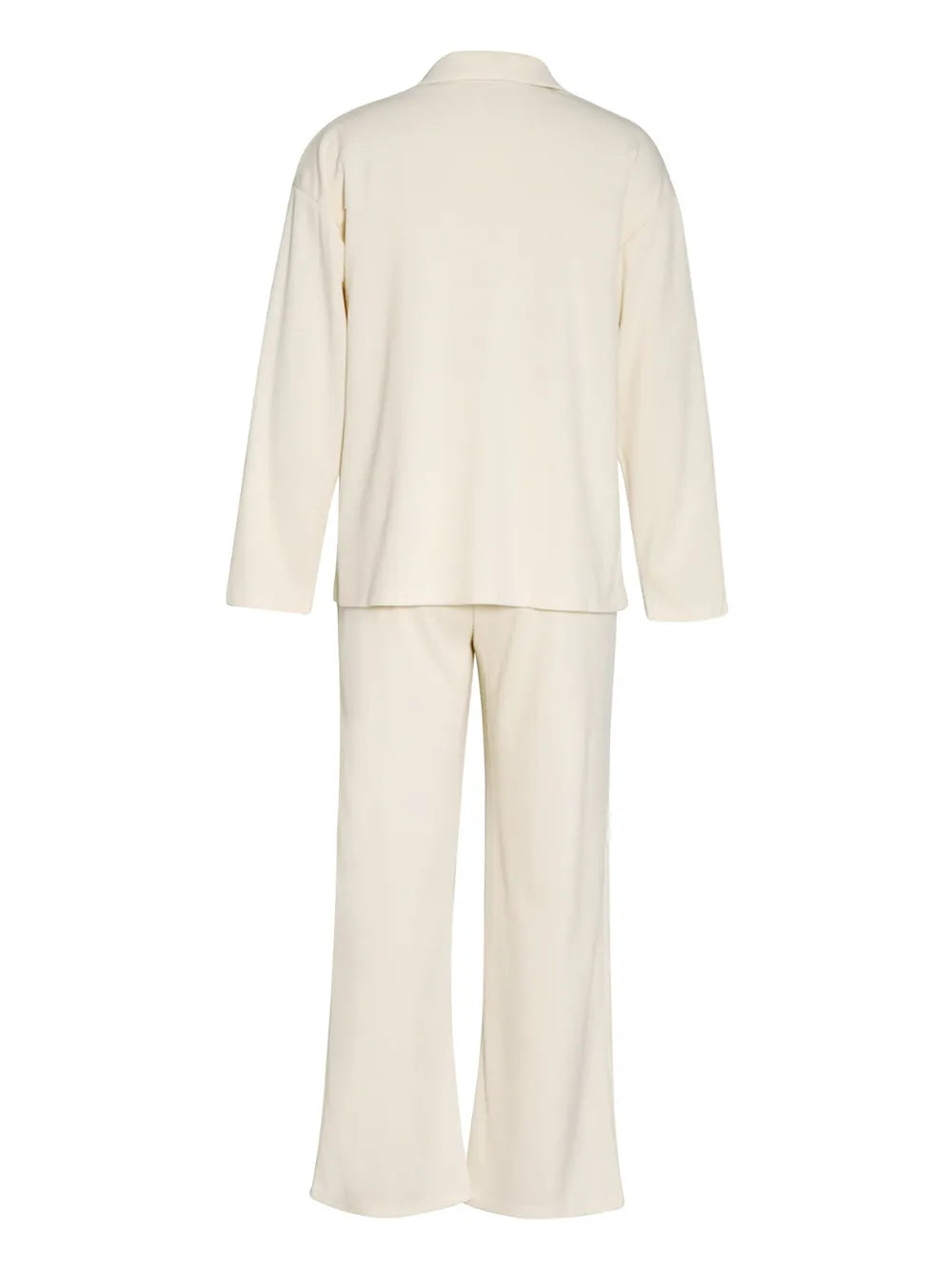 Collared Neck Long Sleeve Top Drawstring Pants Set (10)
