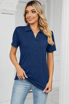 Johnny Collar Short Sleeve Blouse (6)