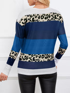 Leopard Block Striped Knit Top (4)