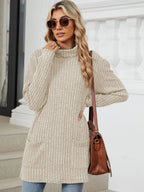 Ribbed Mock Neck Long Sleeve T-shirt (6)