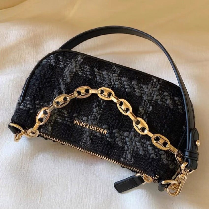 One-shoulder Crossbody Smoky Plaid Underarm Bag photo 2