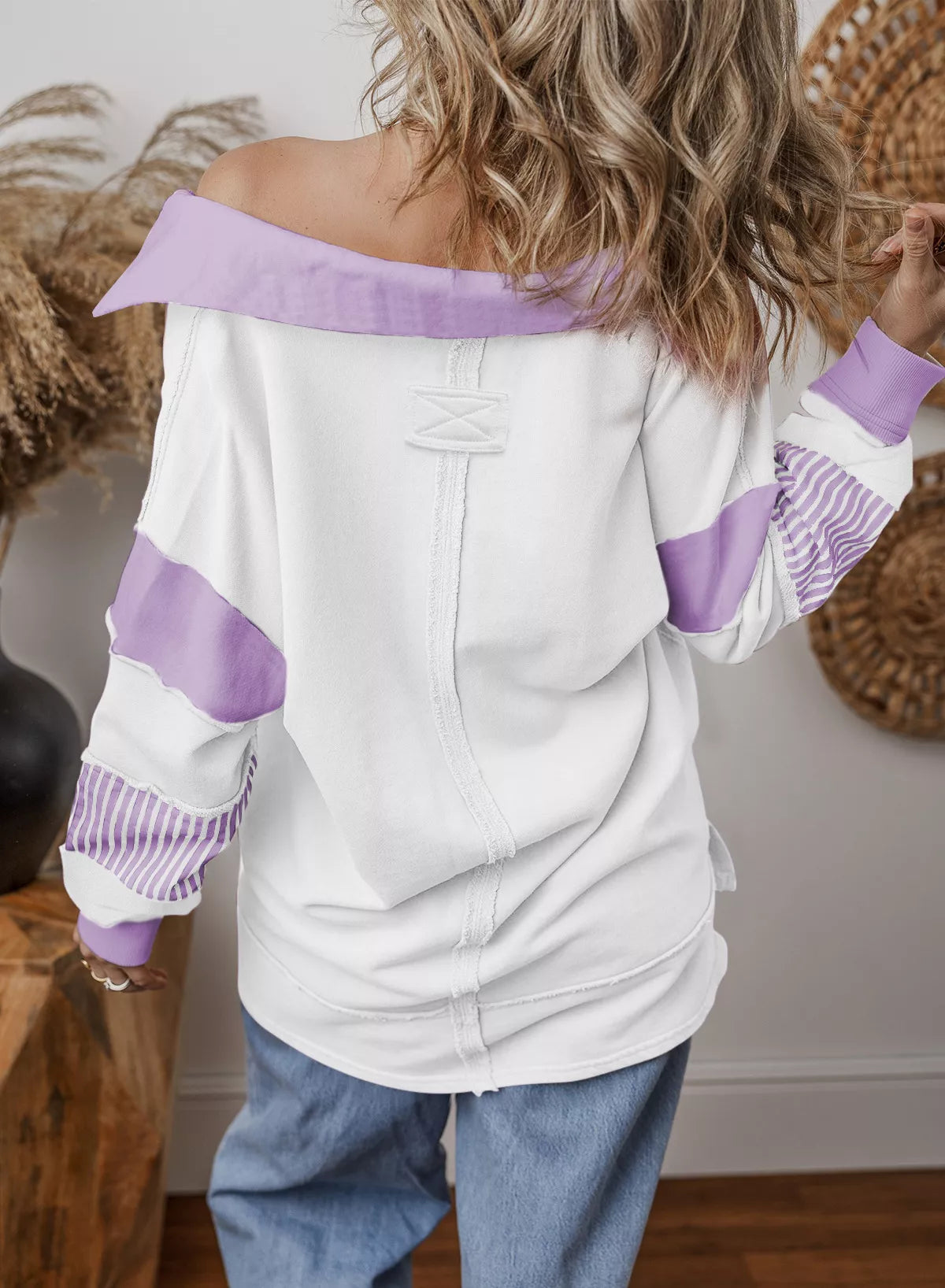 Block Striped Johnny Collar Sweatshirt (12)