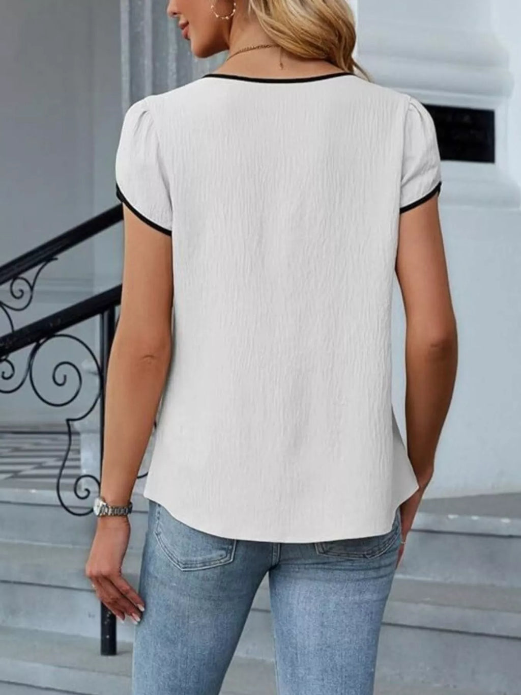 Notched Petal Sleeve Blouse (4)