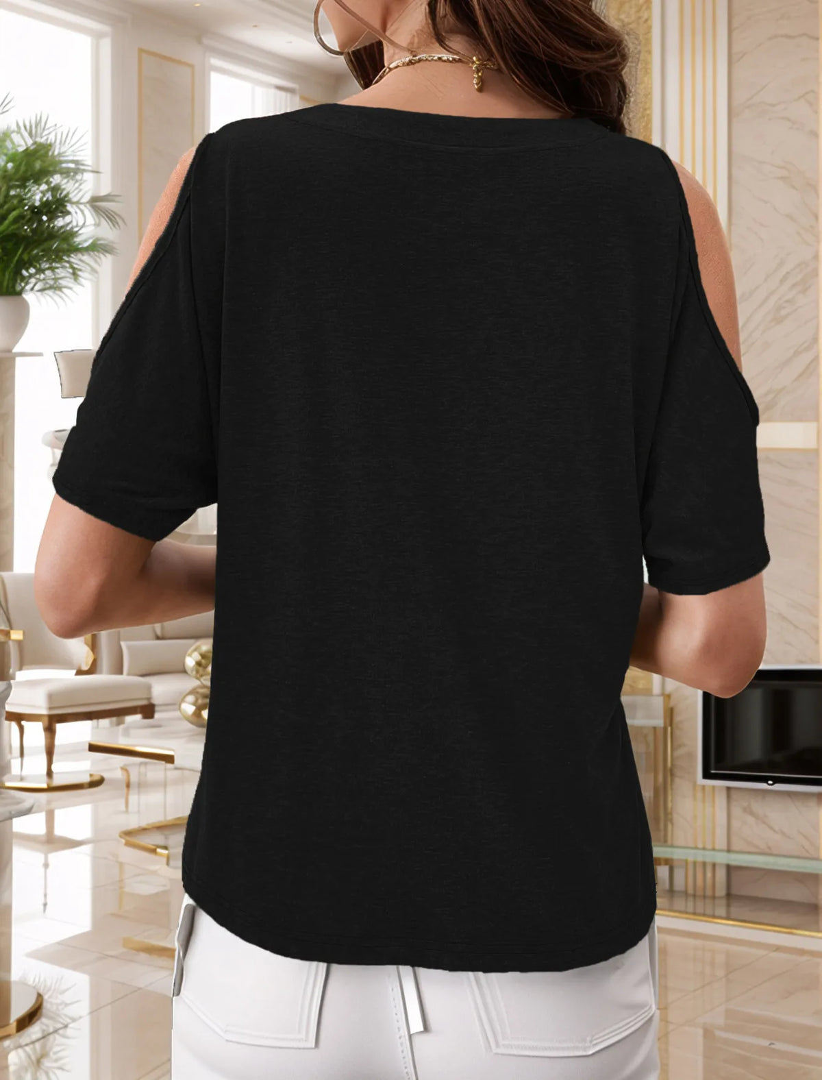 Full Size Cold Shoulder Button Front T-shirt Plus (8)