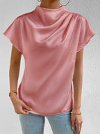 Mock Neck Short Sleeve Blouse (4)