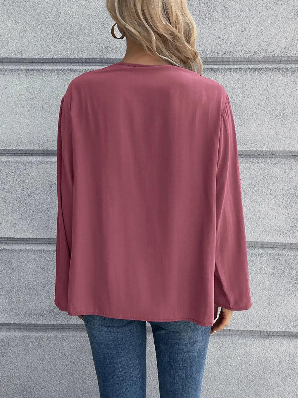 Half Button Long Sleeve Blouse (12)