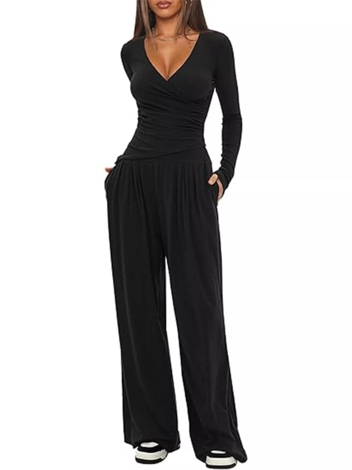 Casual Long Sleeve Top Pants Two-piece Set (7)