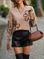 Flower Dropped Shoulder Sweater (2)