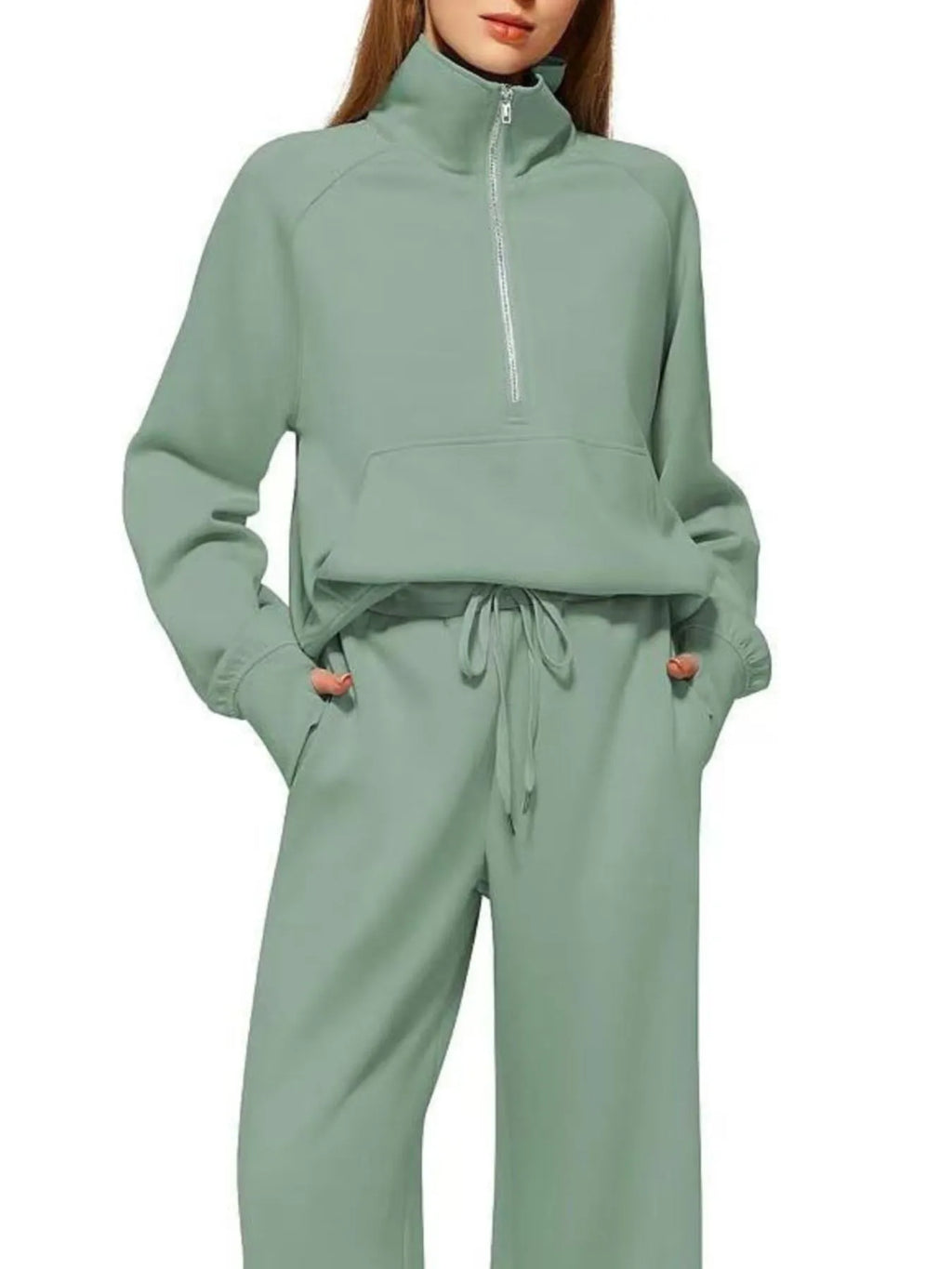 Half Zip Long Sleeve Top Pants Set (12)
