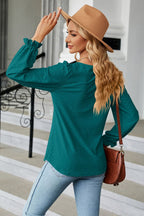 Round Neck Flounce Sleeve Blouse (15)