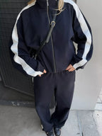 Contrast Side Stripe Zip Up Top Pants Set (8)