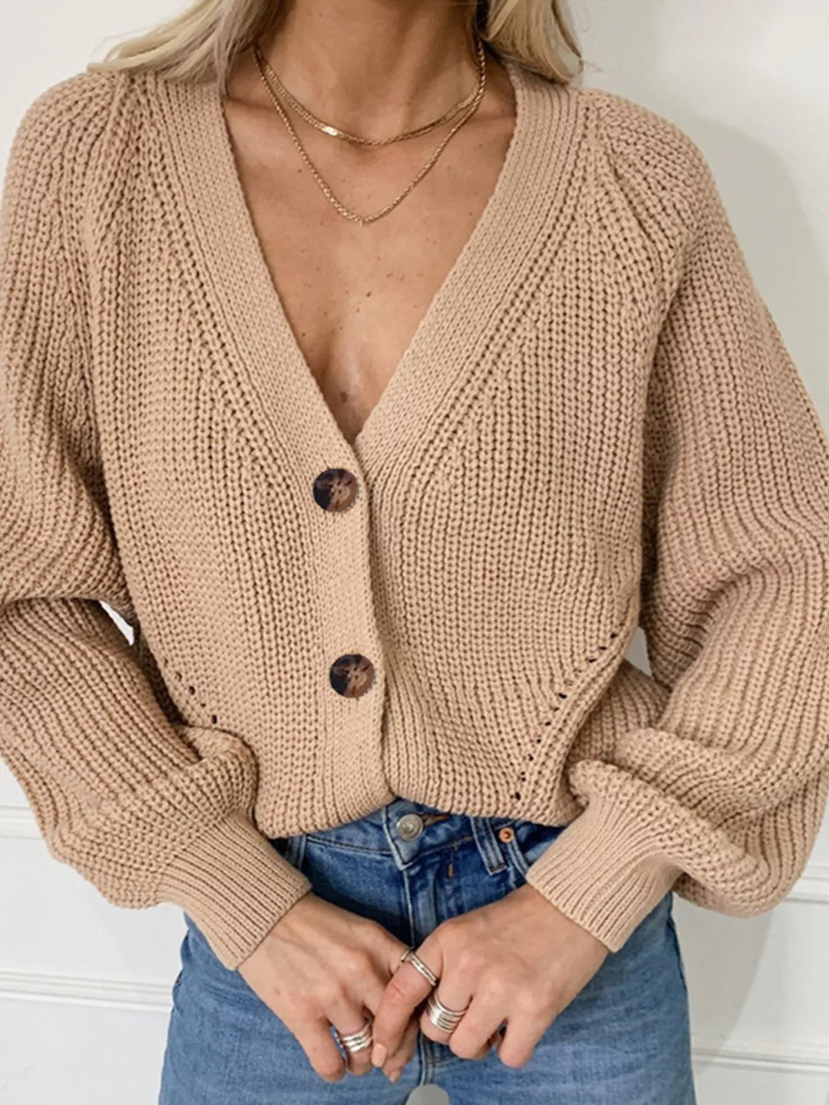 Full Size Chunky Knit Button-down Cardigan Plus (3)