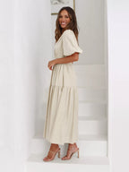 Tiered Puff Sleeve Midi Dress (13)