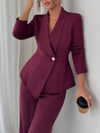 One Button Blazer Pants Set (32)