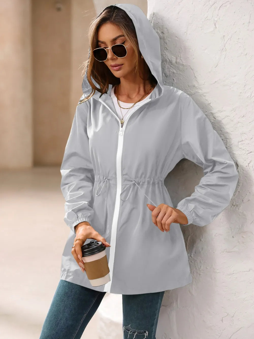 Outdoor Waterproof Long Sleeve Hooded Windbreaker (15)