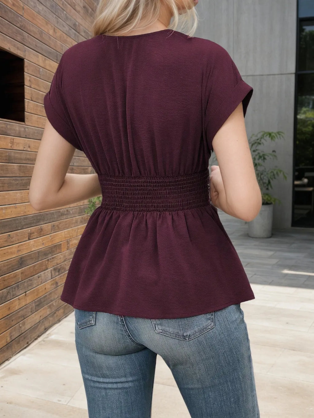 Surplice Short Sleeve Blouse (18)