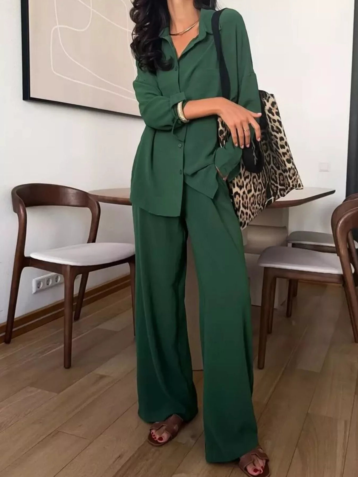 Button Down Shirt Pants Set (20)