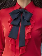 Ruffled Tie Front Long Sleeve Blouse (11)