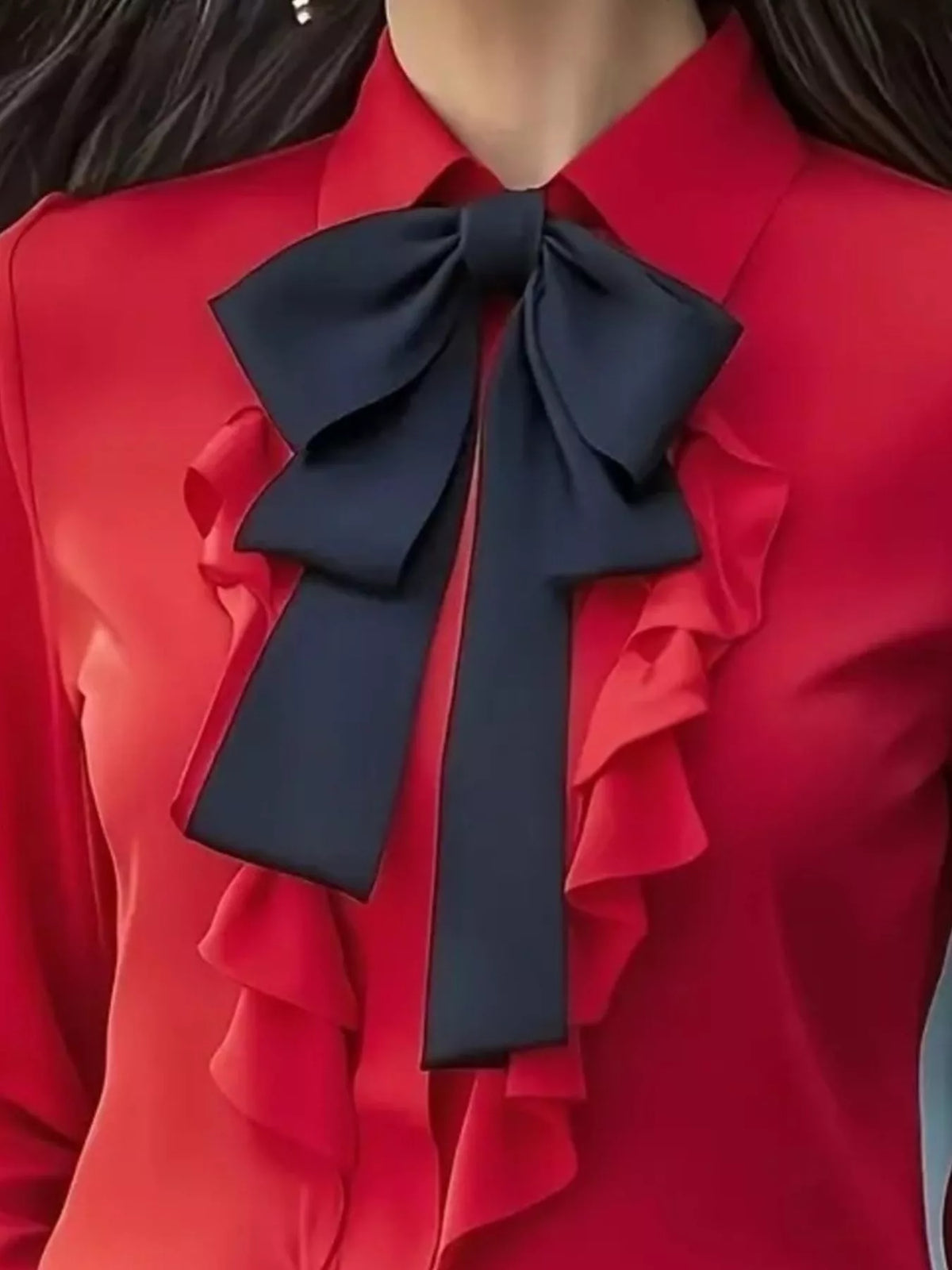 Ruffled Tie Front Long Sleeve Blouse (11)
