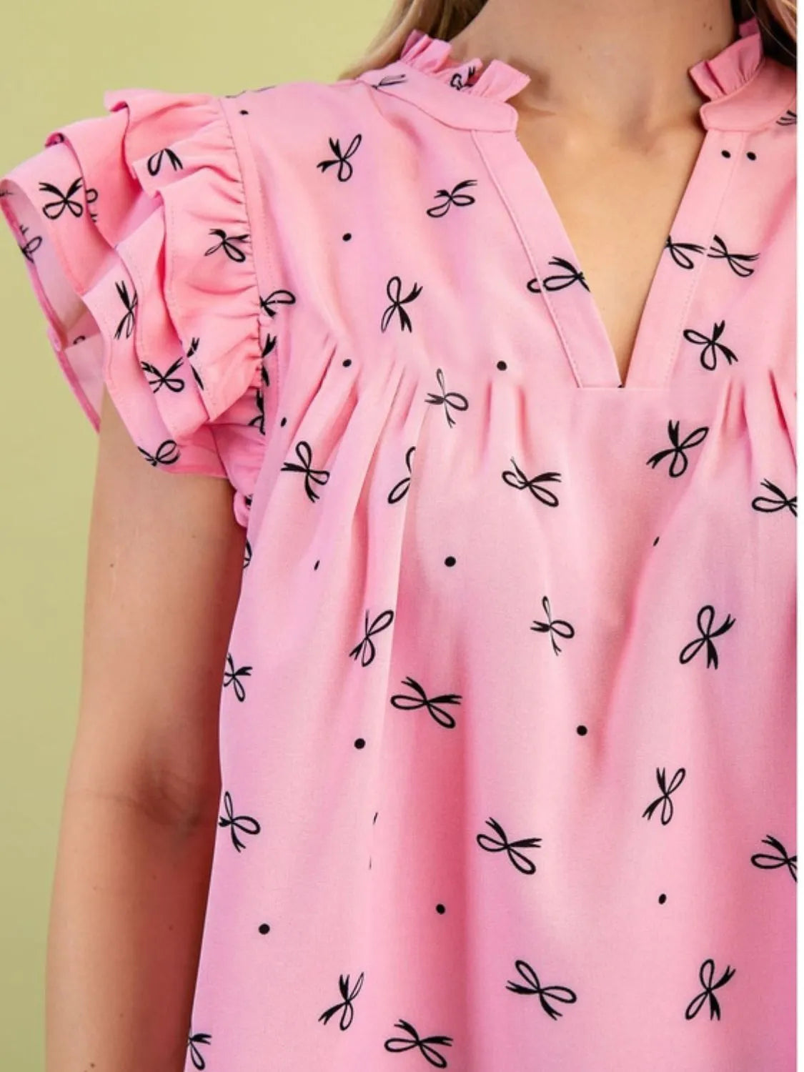 Notched Ruffled Cap Sleeve Blouse (4)