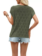 Openwork Short Sleeve Knit Top (10)