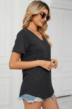 V-neck Short Sleeve T-shirt (18)