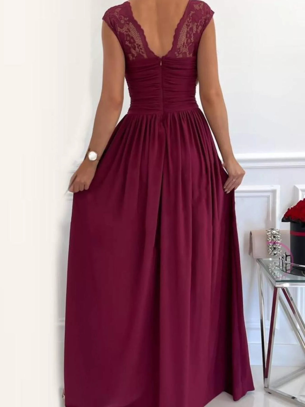 High Slit Lace Detail Maxi Dress (2)