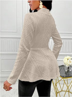 One Button Textured Peplum Cardigan (9)