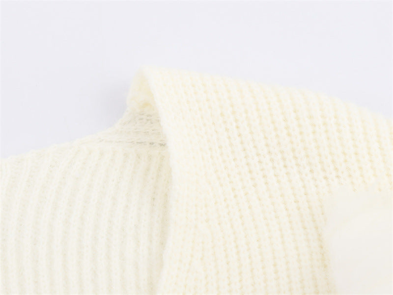 Casual V-neck Cuff Furry Knitted Dress photo 5