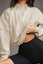 Half Zip Drop Shoulder Long Sleeve Sweatshirt (8)