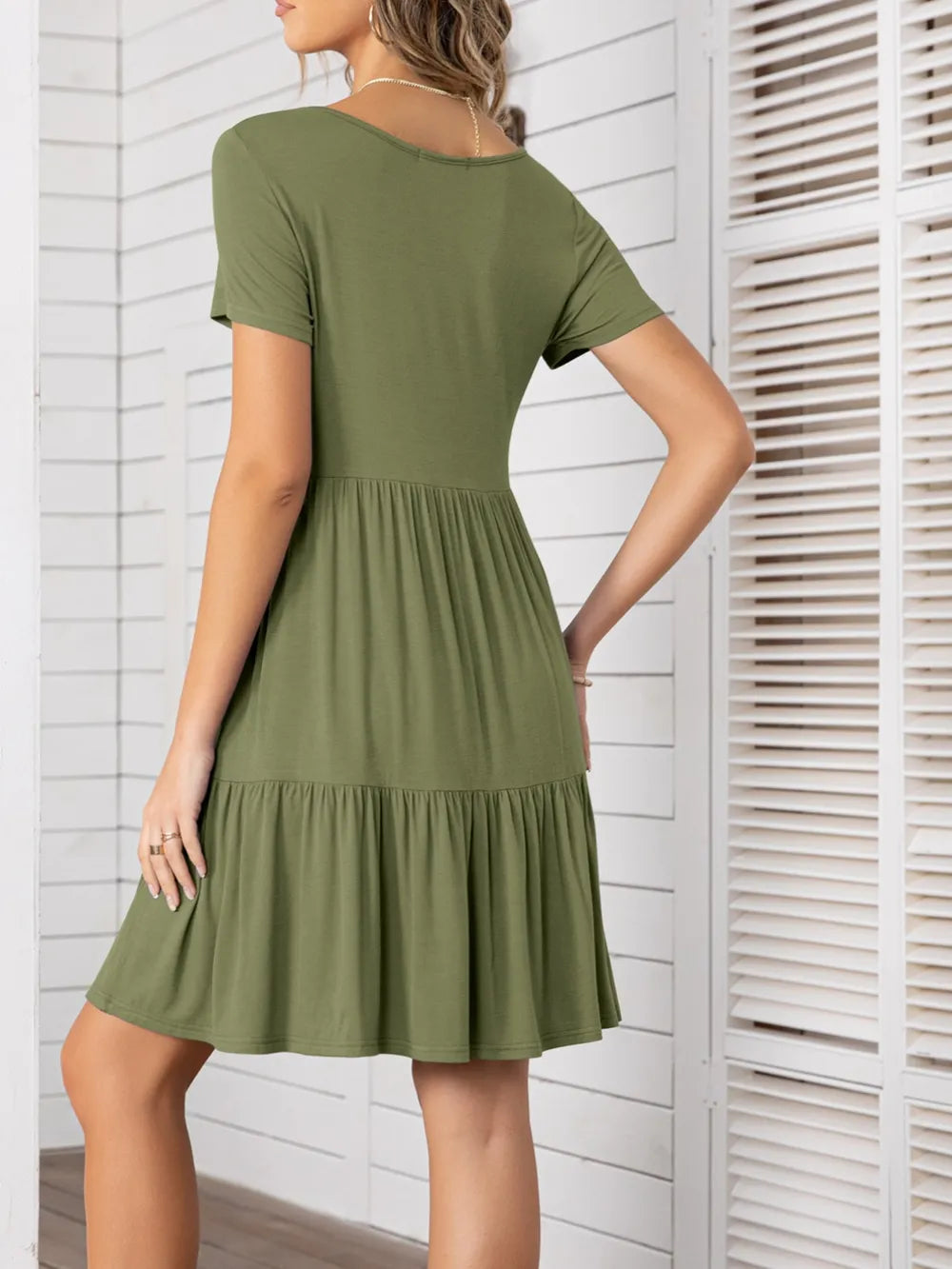 Round Neck Short Sleeve Mini Tee Dress (14)