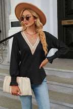 V-neck Flounce Sleeve Blouse (11)