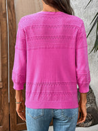 Textured Button-front Cardigan 3/4 Sleeves (4)