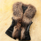 Faux Fur Vest Fur Coat Short Raccoon Collar photo 2